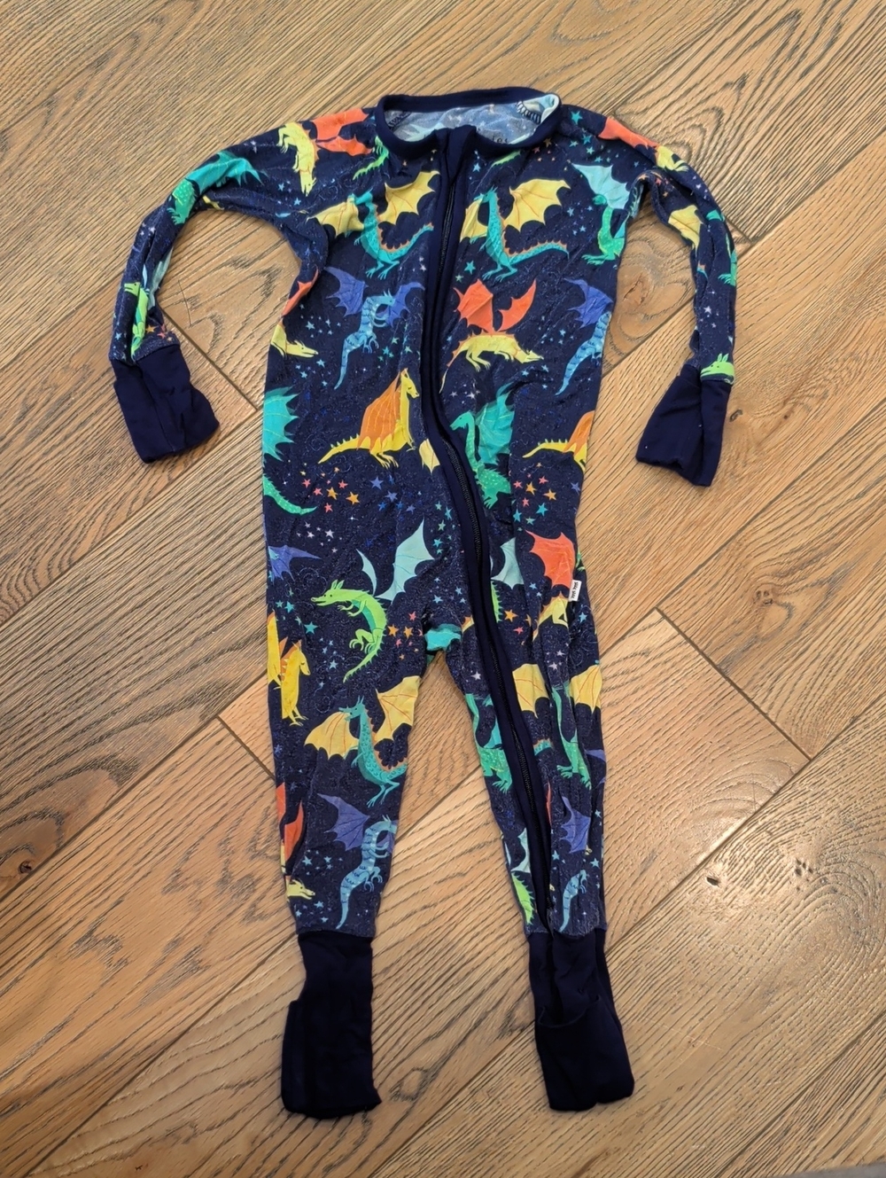 Little Sleepies Navy Dragon Print Footed Pajama One-Piece